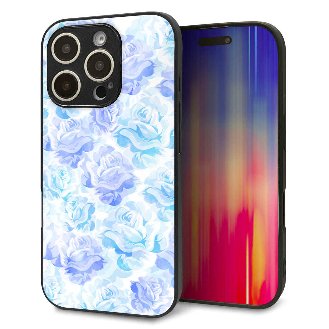 iPhone16 Pro 強化ガラス＆TPUスマホケース ガラプリ【SC927 ローズ ブルー】