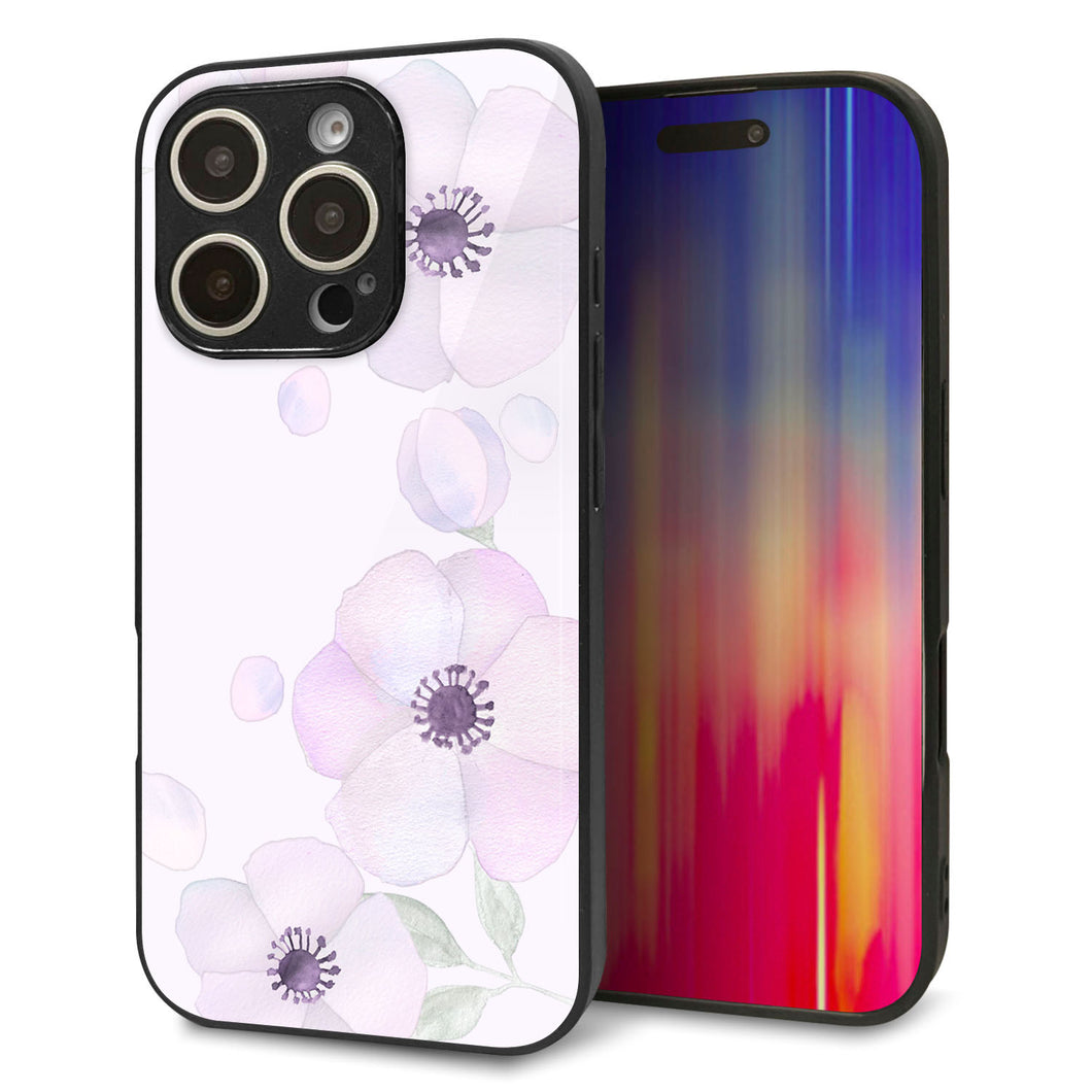 iPhone16 Pro 強化ガラス＆TPUスマホケース ガラプリ【SC950 ドゥ・フルール（パウダーバイオレット）】