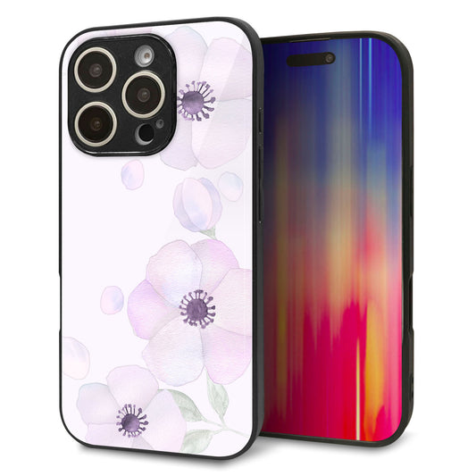 iPhone16 Pro 強化ガラス＆TPUスマホケース ガラプリ【SC950 ドゥ・フルール（パウダーバイオレット）】