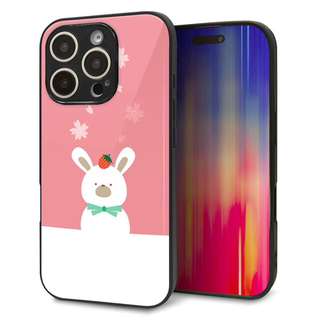 iPhone16 Pro 強化ガラス＆TPUスマホケース ガラプリ【TA016 春うさぎ】