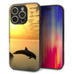 iPhone16 Pro 強化ガラス＆TPUスマホケース ガラプリ【VA845 夕暮れのドルフィン】