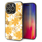 iPhone16 Pro 強化ガラス＆TPUスマホケース ガラプリ【VA959 重なり合う花 オレンジ】