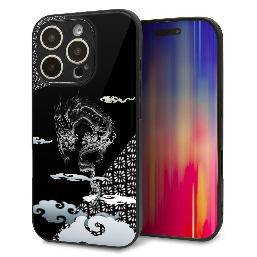 iPhone16 Pro 強化ガラス＆TPUスマホケース ガラプリ【YC906 雲竜01】