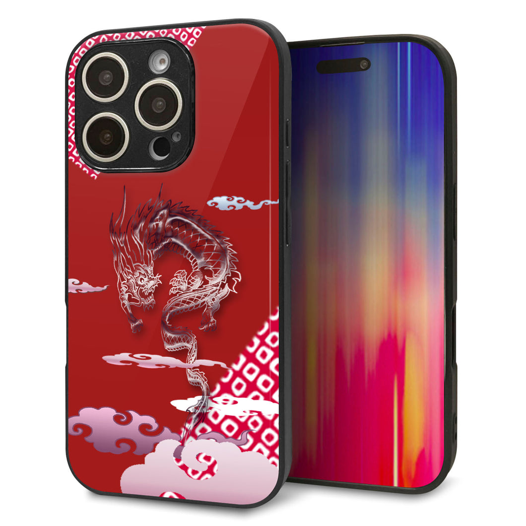 iPhone16 Pro 強化ガラス＆TPUスマホケース ガラプリ【YC907 雲竜02】