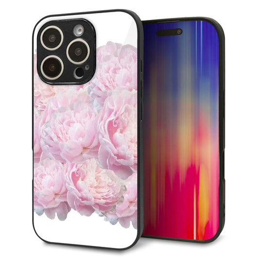 iPhone16 Pro 強化ガラス＆TPUスマホケース ガラプリ【YI885 フラワー６】