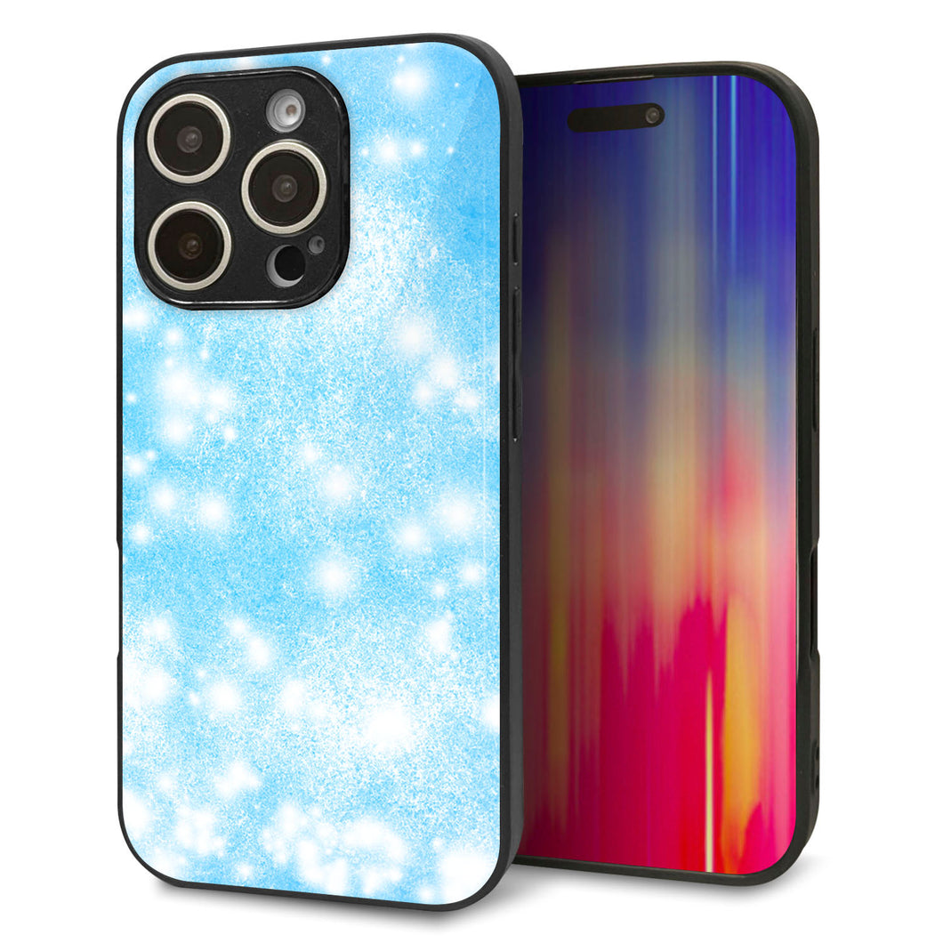 iPhone16 Pro 強化ガラス＆TPUスマホケース ガラプリ【YJ289 デザインブルー】