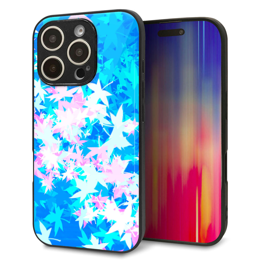 iPhone16 Pro 強化ガラス＆TPUスマホケース ガラプリ【YJ290 デザインもみじ】