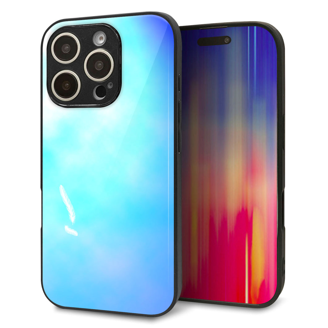 iPhone16 Pro 強化ガラス＆TPUスマホケース ガラプリ【YJ291 デザイン 光】
