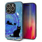 iPhone16 Pro 強化ガラス＆TPUスマホケース ガラプリ【YJ327 魔法陣猫 キラキラ かわいい】