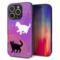 iPhone16 Pro 強化ガラス＆TPUスマホケース ガラプリ【YJ328 魔法陣猫 キラキラ かわいい ピンク】