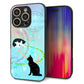 iPhone16 Pro 強化ガラス＆TPUスマホケース ガラプリ【YJ329 魔法陣猫 キラキラ パステル】