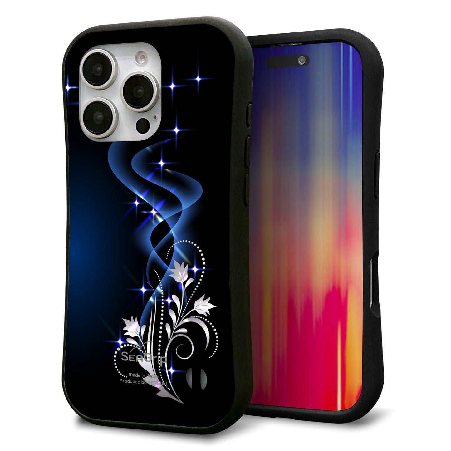 iPhone16 Pro スマホケース 「SEA Grip」 グリップケース Sライン 【1278 華より昇る流れ】 UV印刷
