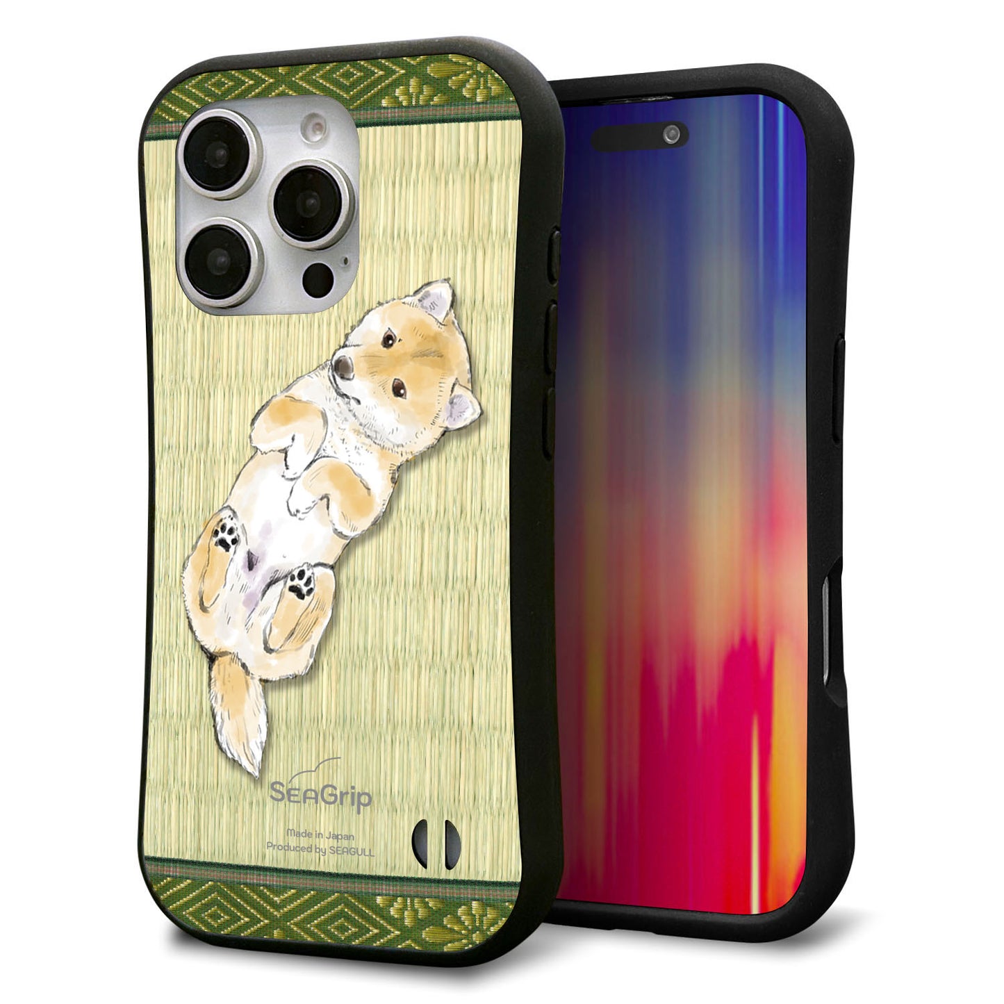 iPhone16 Pro スマホケース 「SEA Grip」 グリップケース Sライン 【TA002 柴 畳】 UV印刷