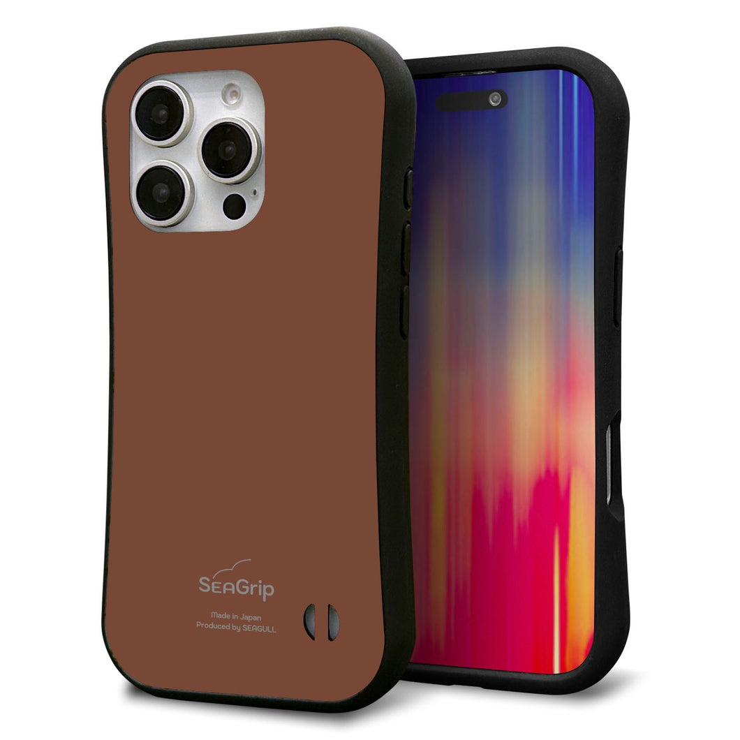 iPhone16 Pro スマホケース 「SEA Grip」 グリップケース Sライン 【TA022 レトロブラウン】 UV印刷