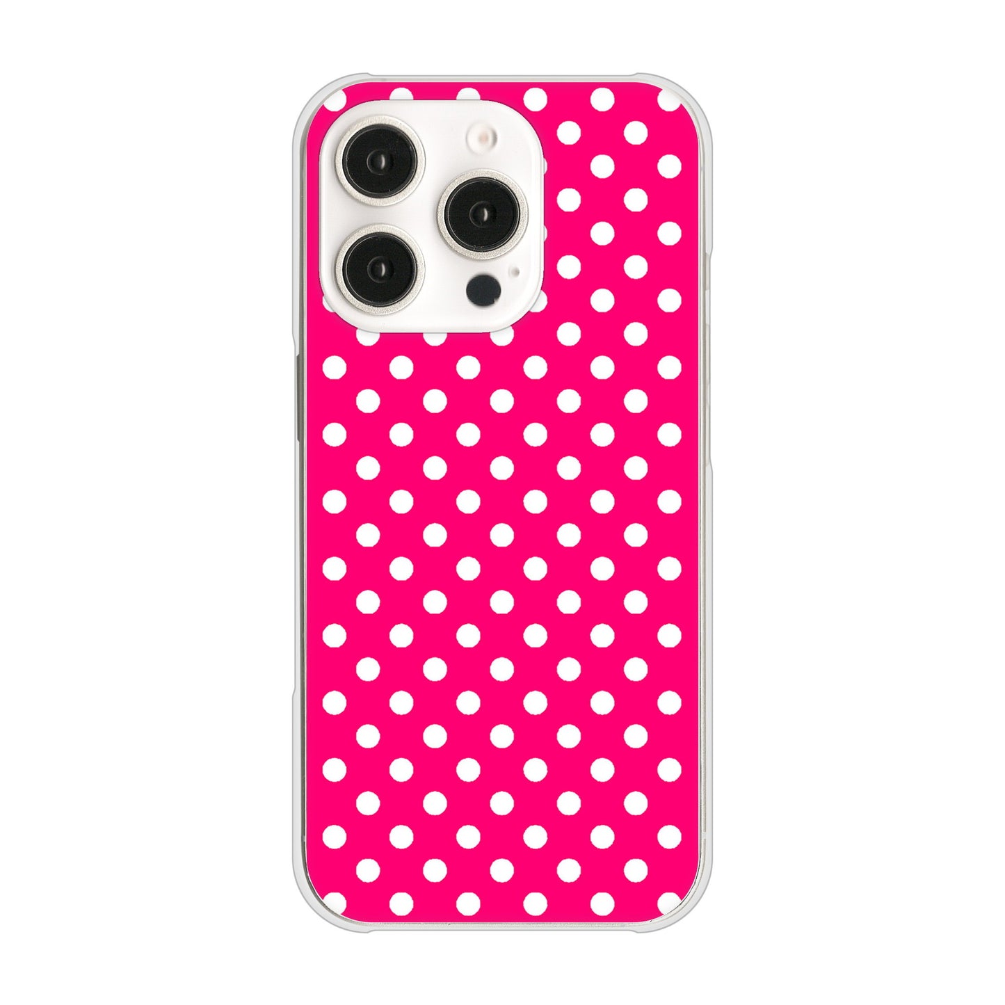 iPhone16 Pro 高画質仕上げ 背面印刷 ハードケースシンプル柄（水玉）