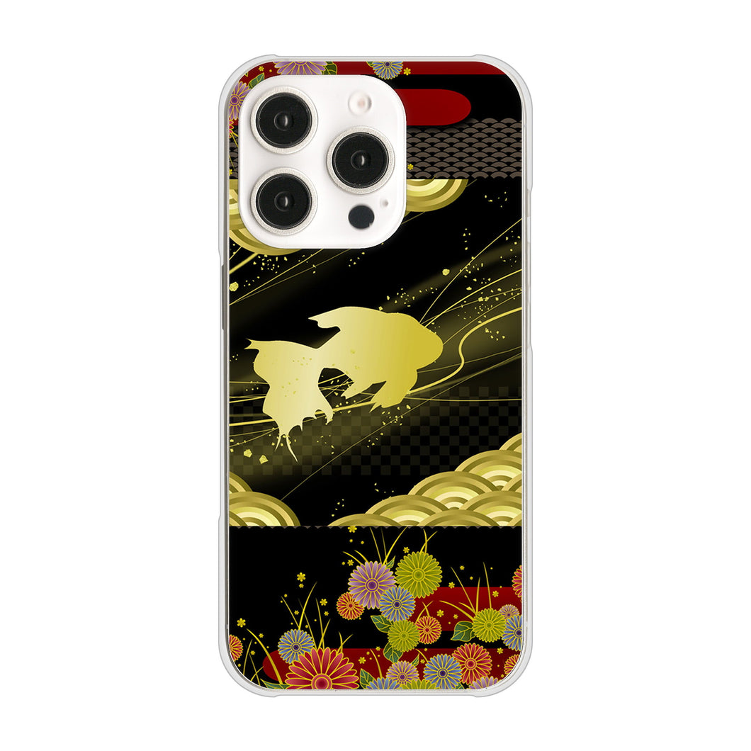 iPhone16 Pro 高画質仕上げ 背面印刷 ハードケース 【174 天の川の金魚】