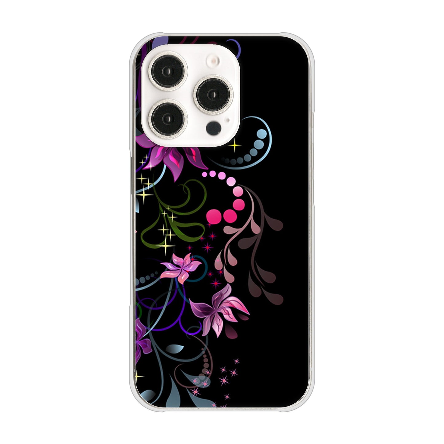 iPhone16 Pro 高画質仕上げ 背面印刷 ハードケース 【263 闇に浮かぶ華】