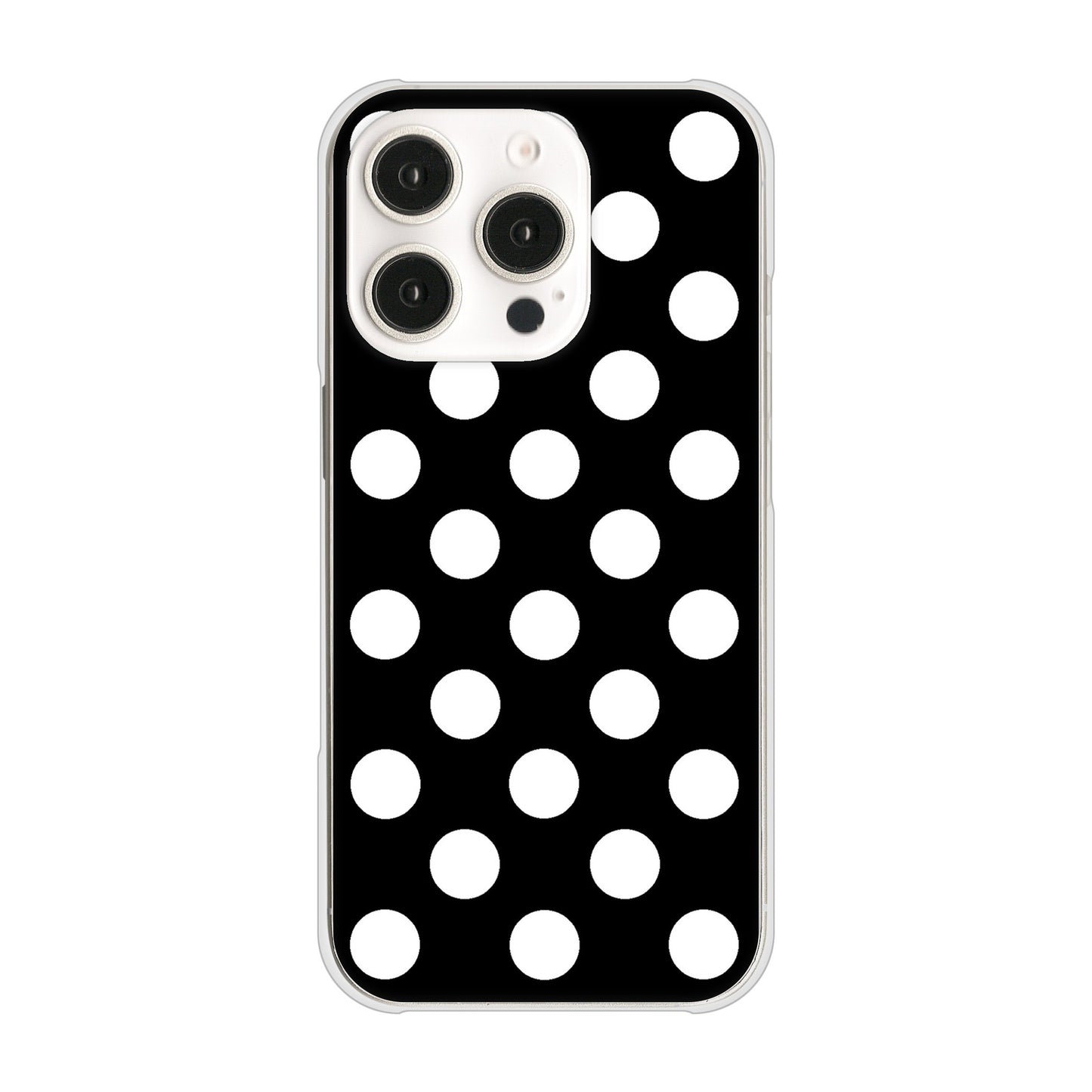 iPhone16 Pro 高画質仕上げ 背面印刷 ハードケースシンプル柄（水玉）