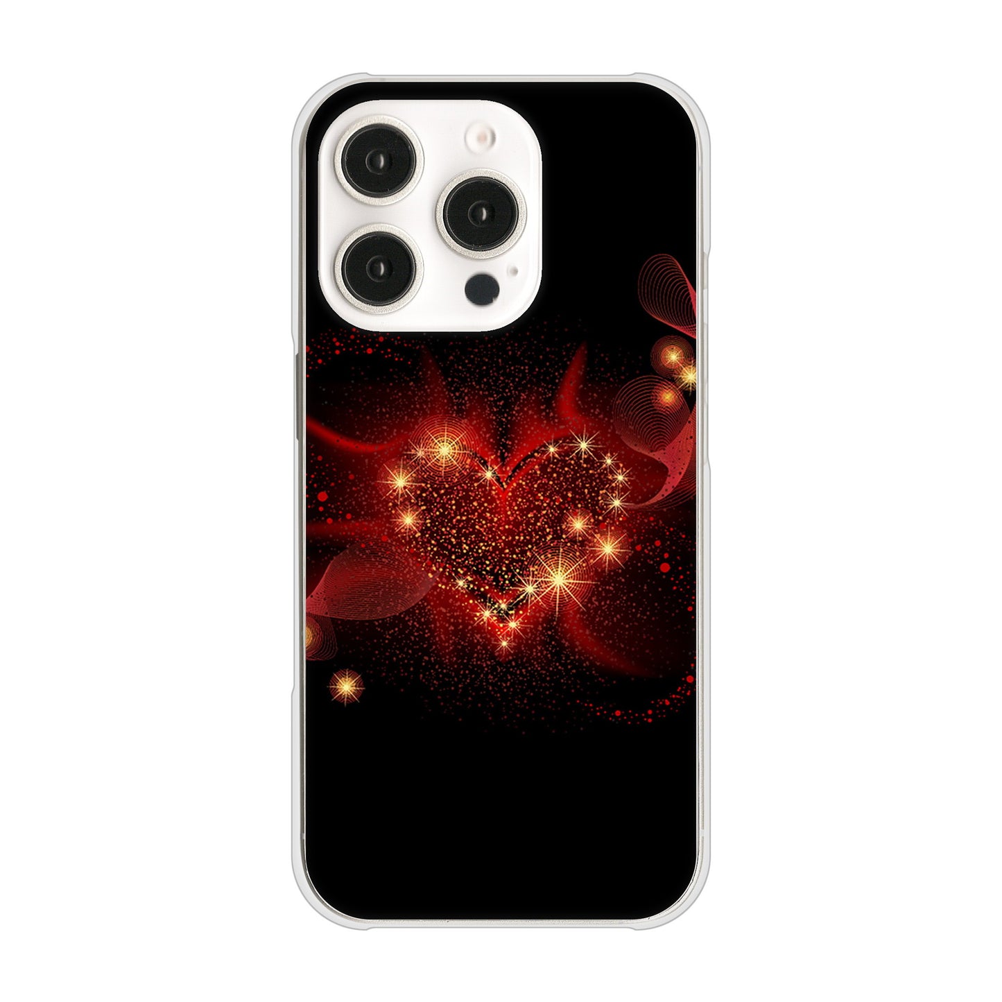 iPhone16 Pro 高画質仕上げ 背面印刷 ハードケースきらめきハート