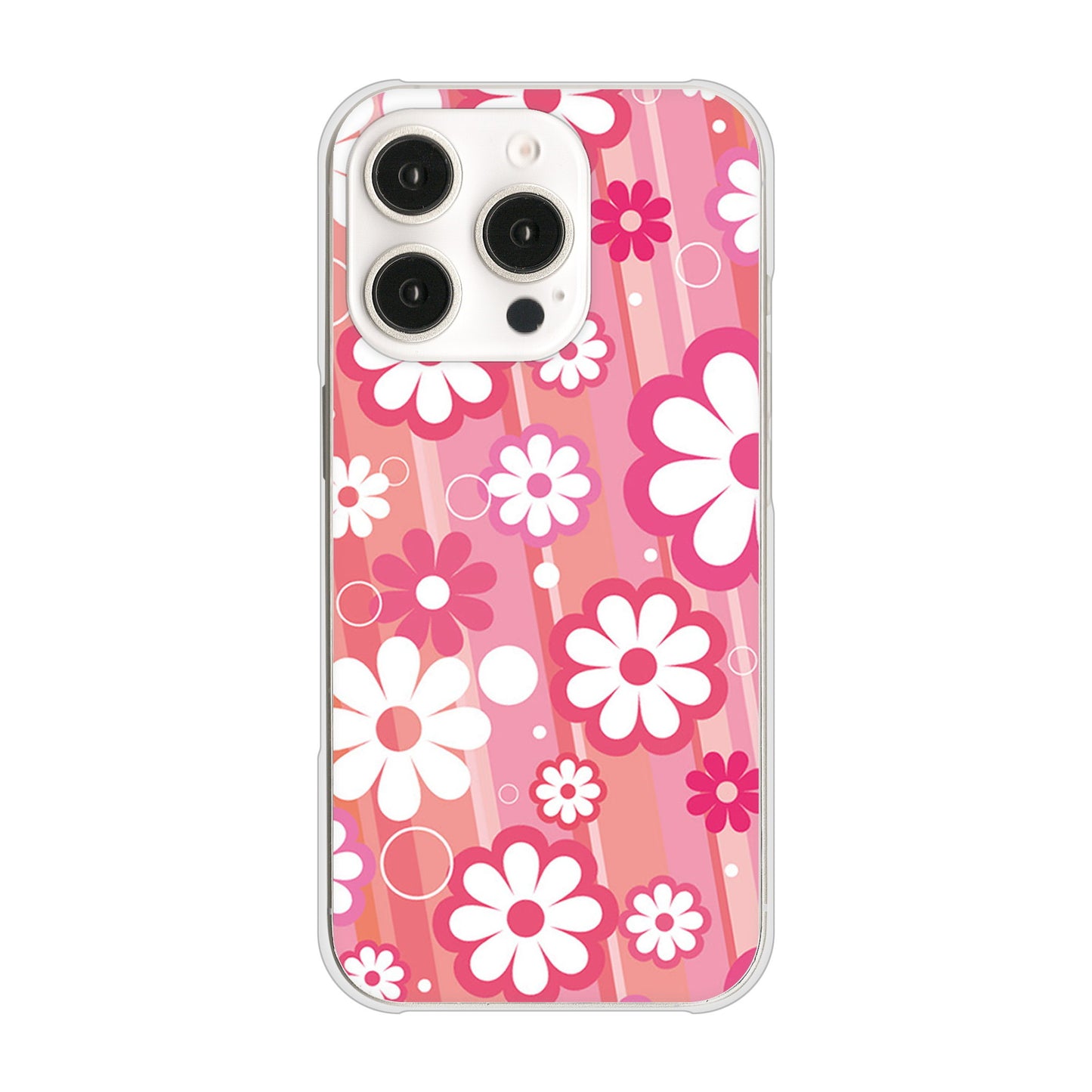 iPhone16 Pro 高画質仕上げ 背面印刷 ハードケース 【751 マーガレット（ピンク系）】