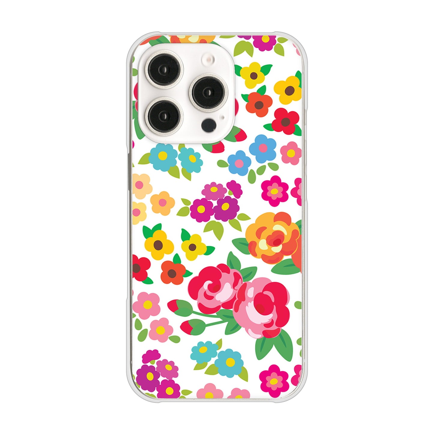 iPhone16 Pro 高画質仕上げ 背面印刷 ハードケース 【776 5月のフラワーガーデン】