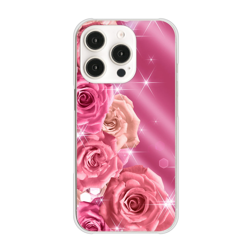 iPhone16 Pro 高画質仕上げ 背面印刷 ハードケース 【1182 ピンクの薔薇に誘われて】