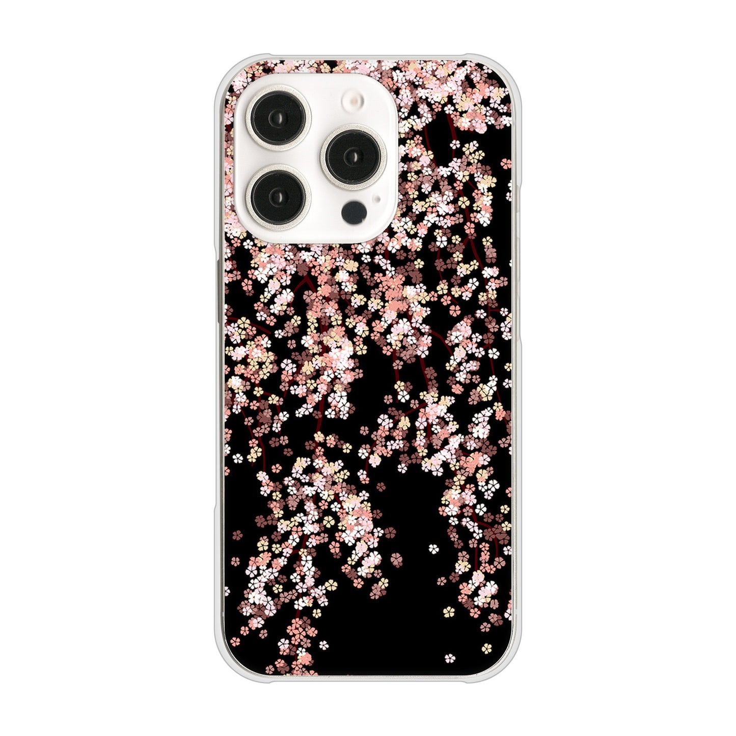 iPhone16 Pro 高画質仕上げ 背面印刷 ハードケース 【1244 しだれ桜】