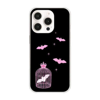 iPhone16 Pro 高画質仕上げ 背面印刷 ハードケースむかいあぐる こうもりの王冠鳥かご