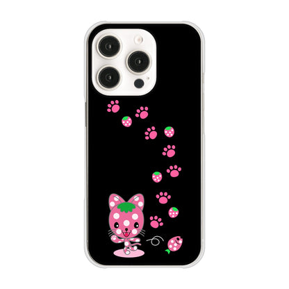 iPhone16 Pro 高画質仕上げ 背面印刷 ハードケースむかいあぐる イチゴ猫のにゃんベリー