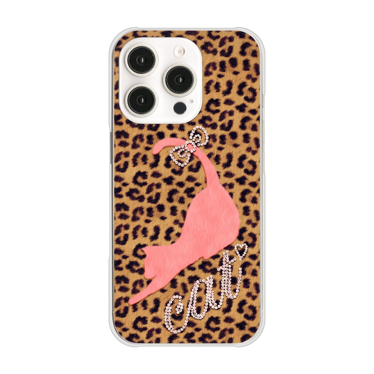 iPhone16 Pro 高画質仕上げ 背面印刷 ハードケース 【KG801 キャットレオパード（ブラウン）】