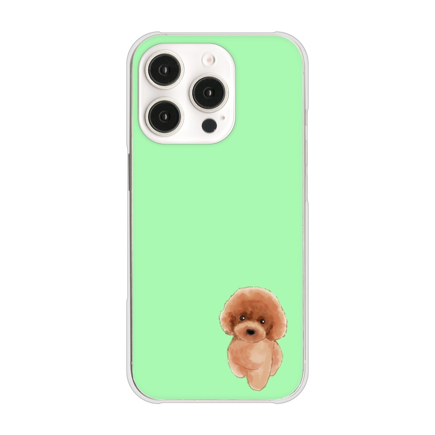 iPhone16 Pro 高画質仕上げ 背面印刷 ハードケーストイプードルレッド