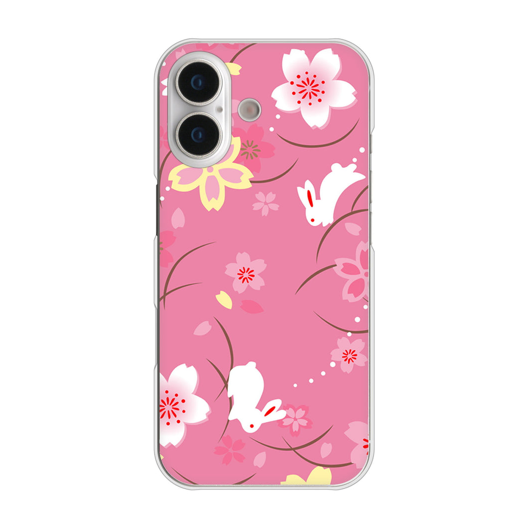 iPhone 17 高画質仕上げ 背面印刷 ハードケース 【149 桜と白うさぎ】