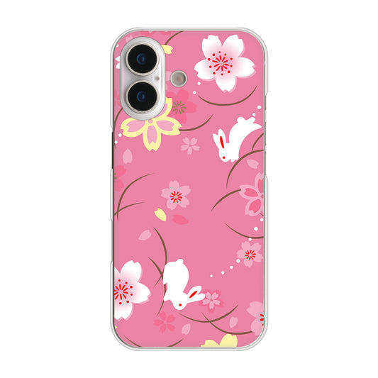 iPhone 17 高画質仕上げ 背面印刷 ハードケース 【149 桜と白うさぎ】