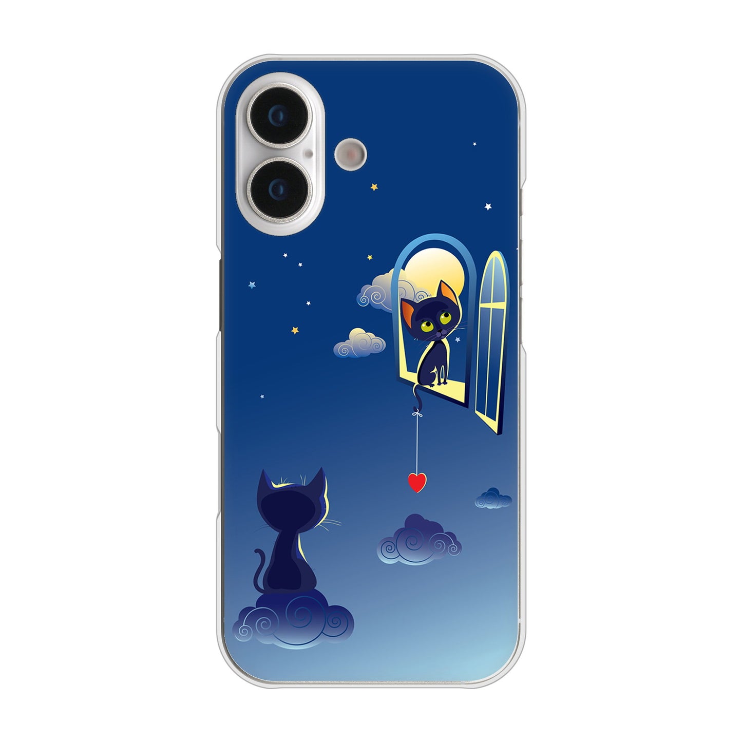 iPhone17 高画質仕上げ 背面印刷 ハードケース夜とネコ