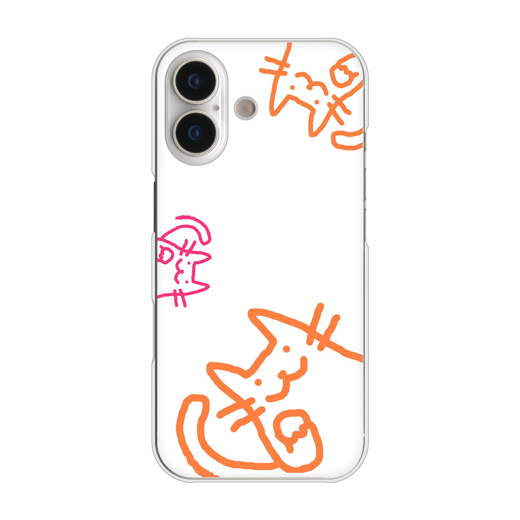 iPhone17 高画質仕上げ 背面印刷 ハードケース 【1098 手まねきする3匹のネコ】