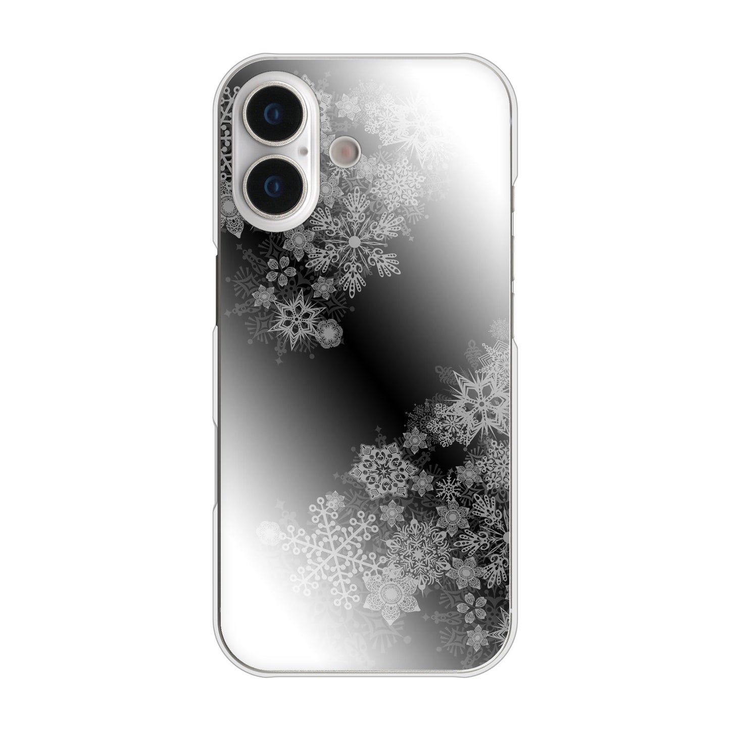 iPhone 17 高画質仕上げ 背面印刷 ハードケース 【YJ340 モノトーン 雪の結晶 】