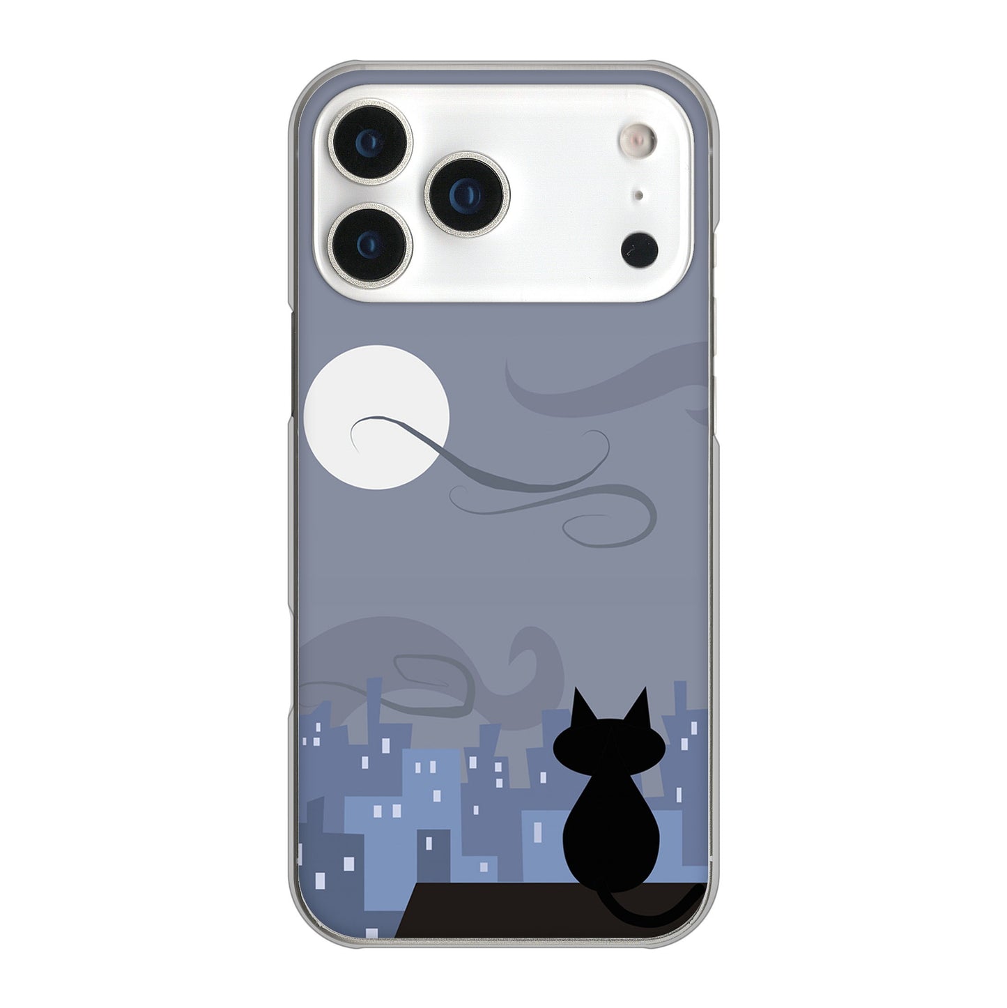 iPhone17 Pro Max 高画質仕上げ 背面印刷 ハードケース夜とネコ