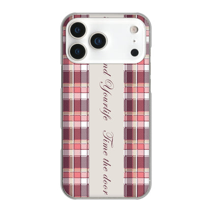 iPhone17 Pro Max 高画質仕上げ 背面印刷 ハードケースピンクチェック