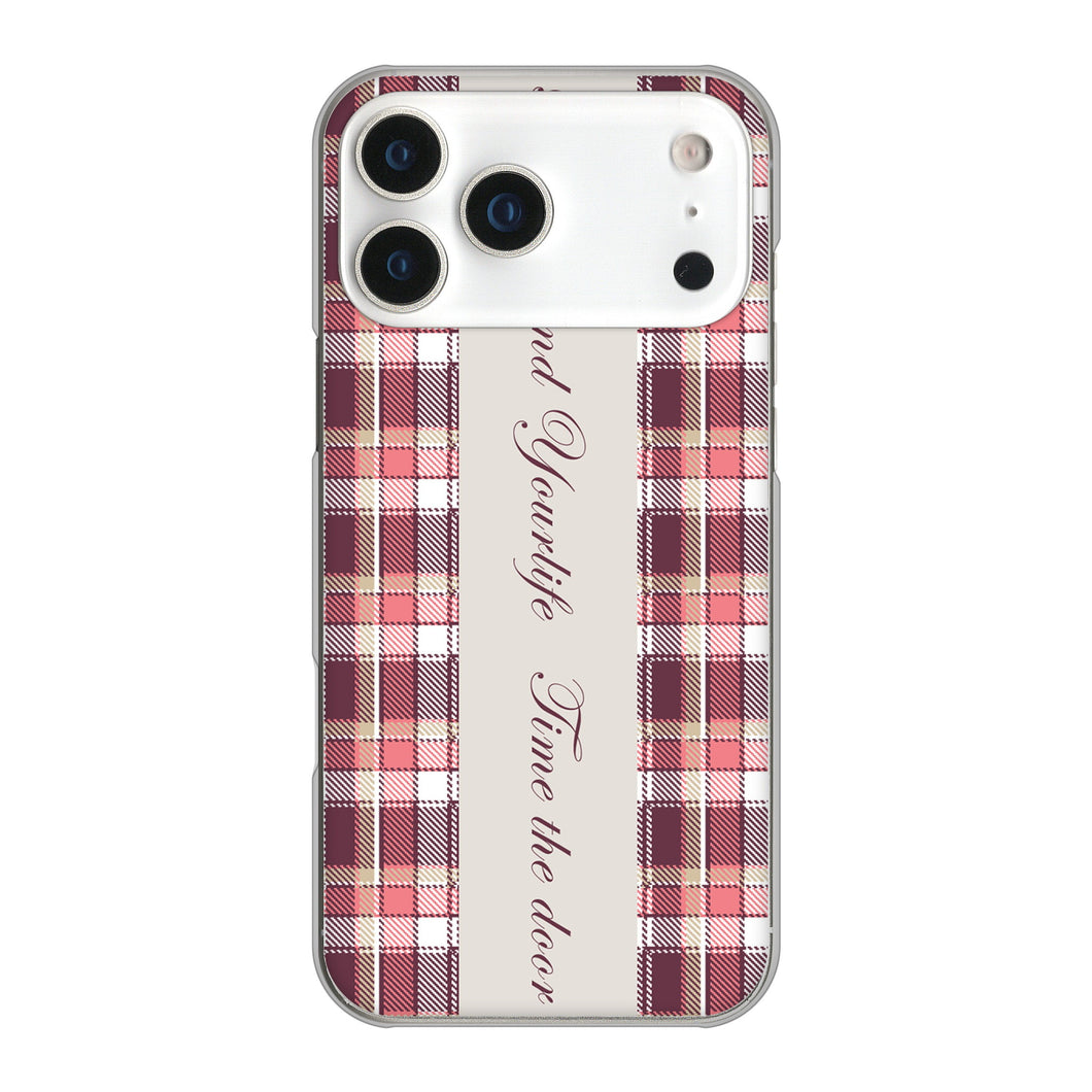 iPhone17 Pro Max 高画質仕上げ 背面印刷 ハードケースピンクチェック