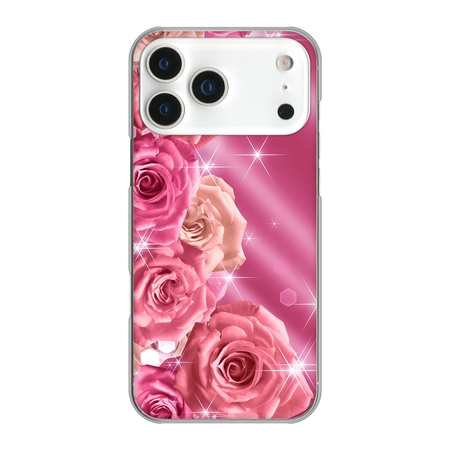 iPhone 17 Pro Max 高画質仕上げ 背面印刷 ハードケース 【1182 ピンクの薔薇に誘われて】