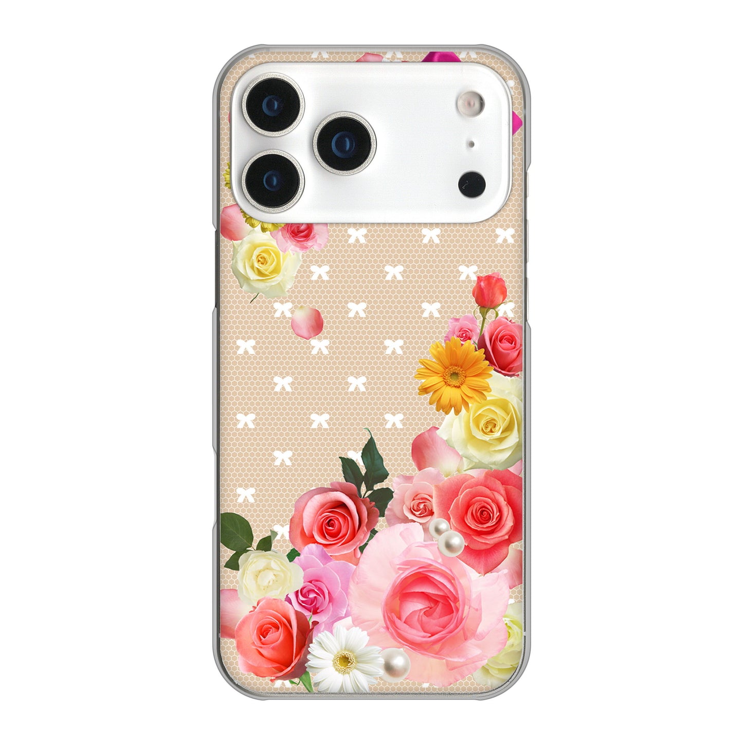 iPhone17 Pro Max 高画質仕上げ 背面印刷 ハードケースロマンチックなバラ