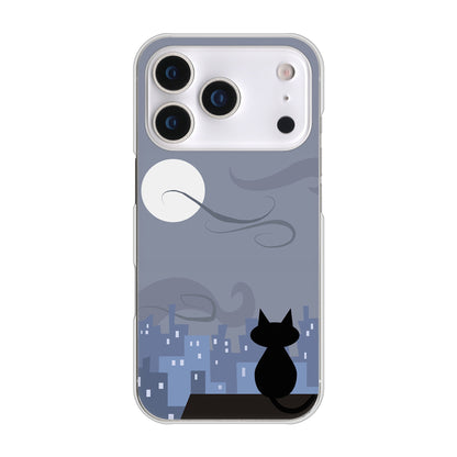 iPhone17 Pro 高画質仕上げ 背面印刷 ハードケース夜とネコ