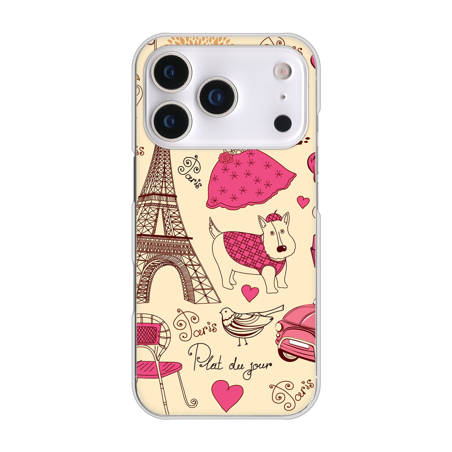 iPhone17 Pro 高画質仕上げ 背面印刷 ハードケースLOVE フランス