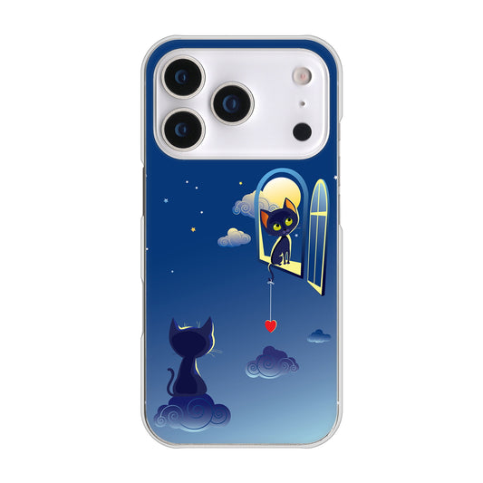 iPhone17 Pro 高画質仕上げ 背面印刷 ハードケース夜とネコ