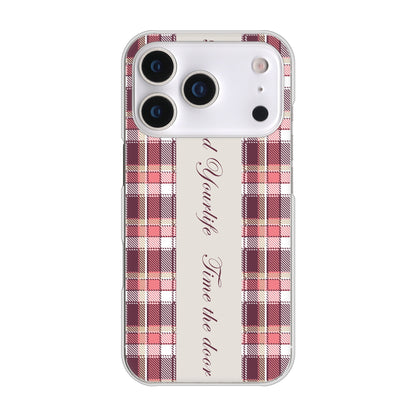 iPhone17 Pro 高画質仕上げ 背面印刷 ハードケースピンクチェック