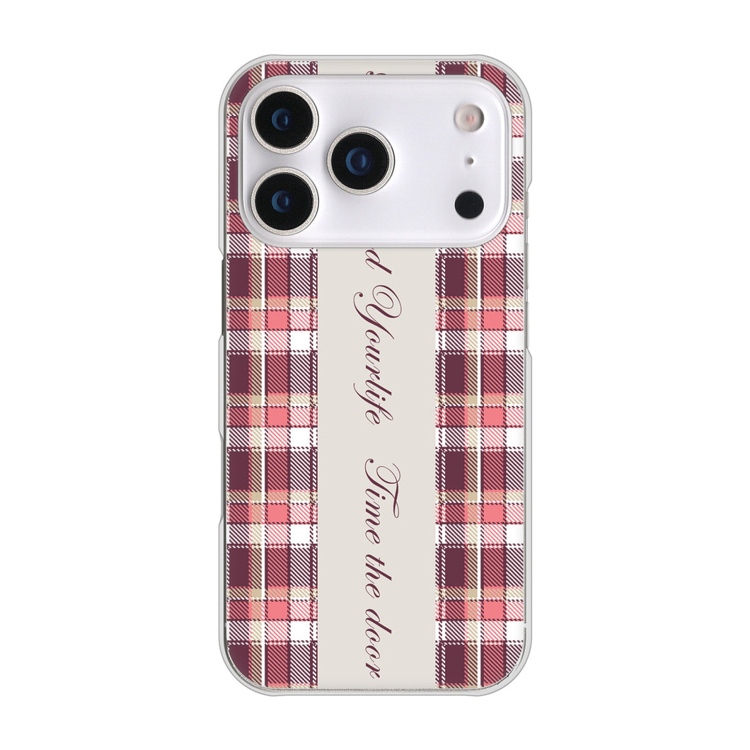 iPhone17 Pro 高画質仕上げ 背面印刷 ハードケースピンクチェック