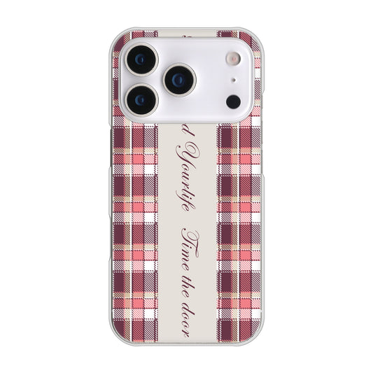 iPhone17 Pro 高画質仕上げ 背面印刷 ハードケースピンクチェック