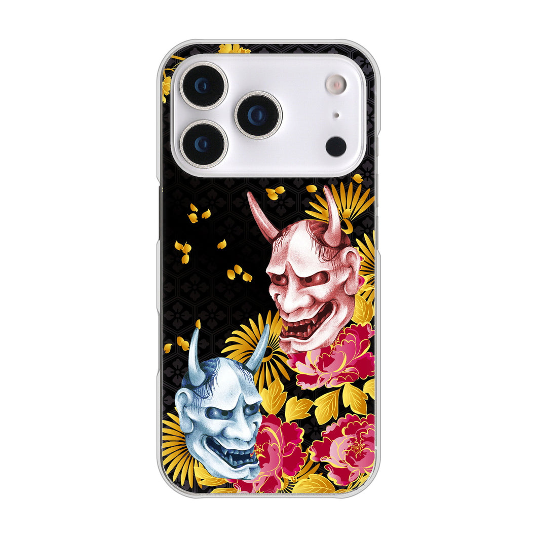 iPhone17 Pro 高画質仕上げ 背面印刷 ハードケース 【1024 般若と牡丹2】