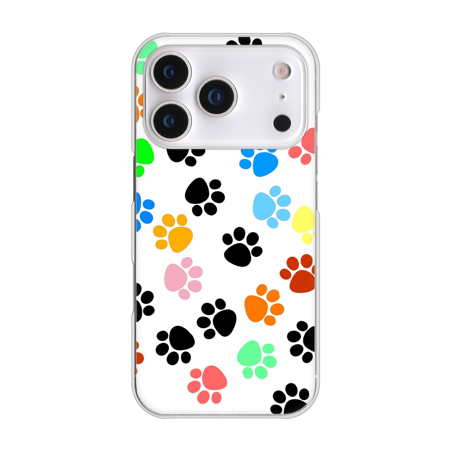 iPhone17 Pro 高画質仕上げ 背面印刷 ハードケース 【1108 あしあとカラフル】