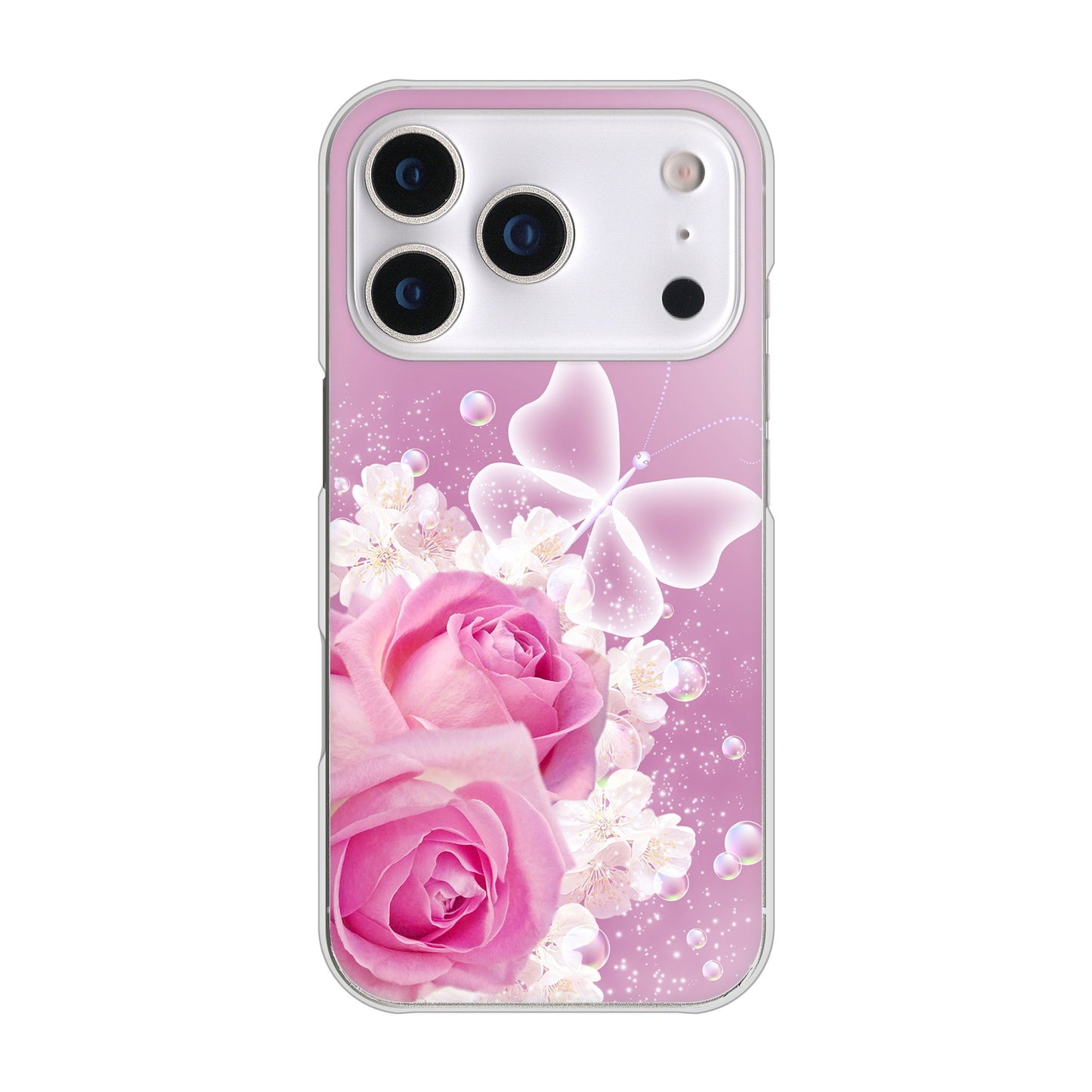 iPhone17 Pro 高画質仕上げ 背面印刷 ハードケースロマンチックなバラ